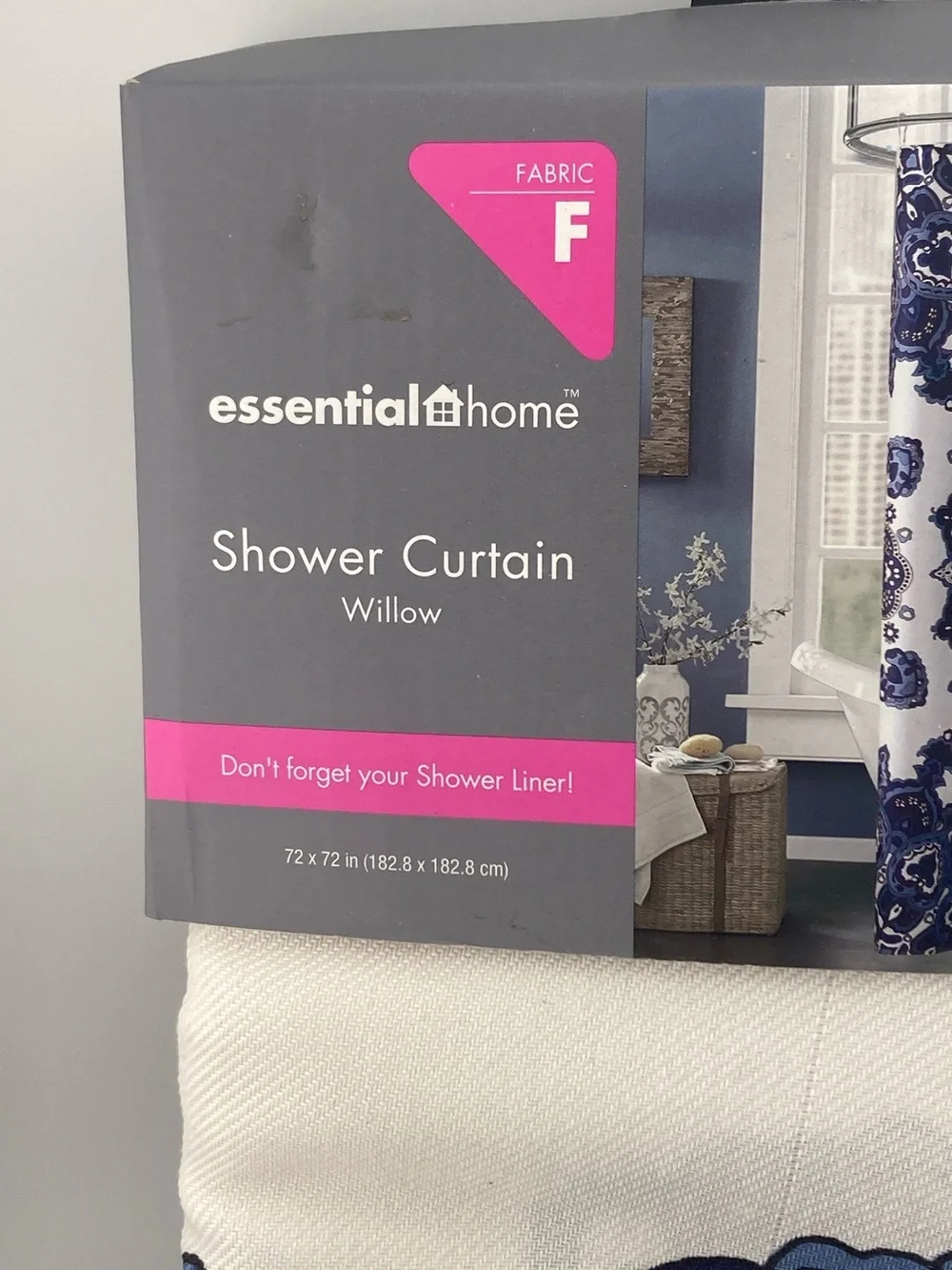 Fabric Shower Curtain Blue & White 72